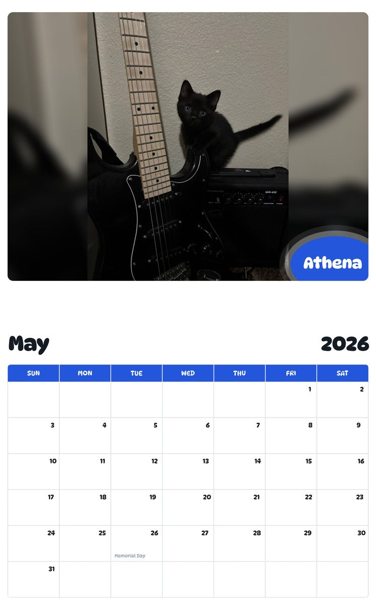 2026 - 2027 Athena - Pawidols Pet Calendar
