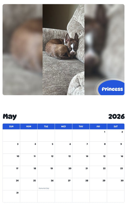 2026 - 2027 Princess - Pawidols Pet Calendar