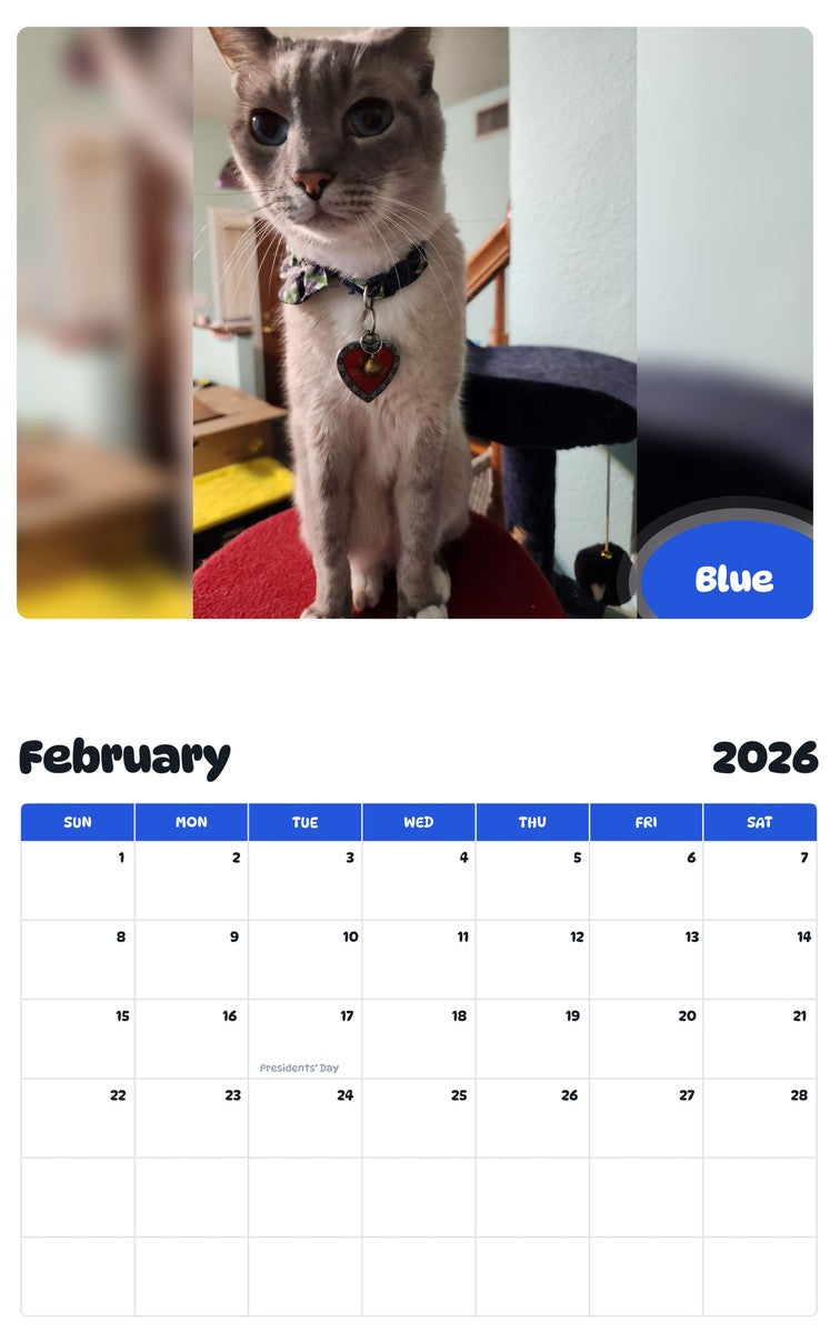 October 2025 - September 2026 Blue - Pawidols Pet Calendar