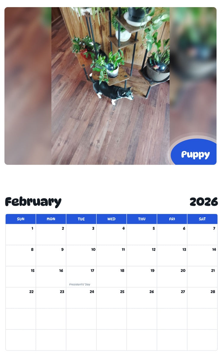 October 2025 - September 2026 Puppy - Pawidols Pet Calendar