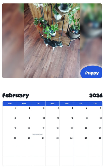 October 2025 - September 2026 Puppy - Pawidols Pet Calendar