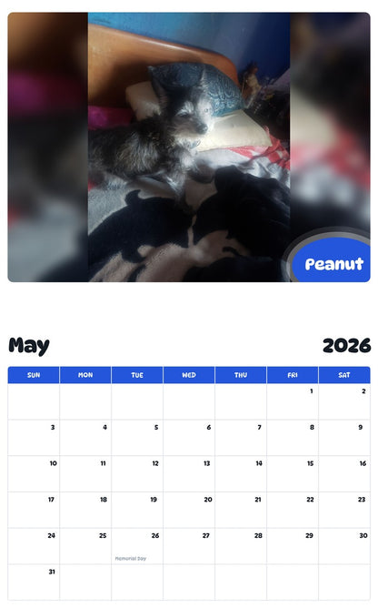2026 - 2027 Peanut - Pawidols Pet Calendar