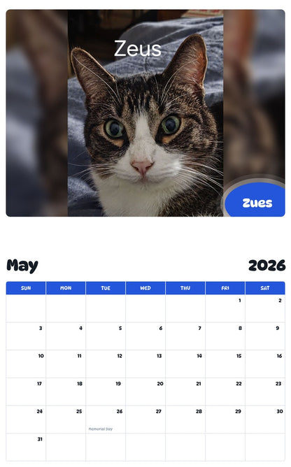 2026 - 2027 Zues - Pawidols Pet Calendar