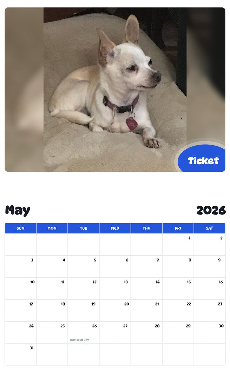 2026 - 2027 Ticket - Pawidols Pet Calendar