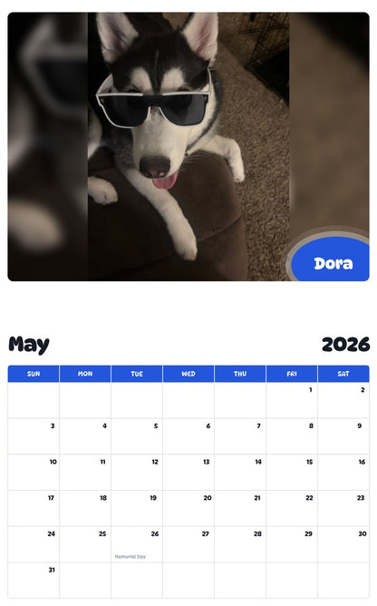 2026 - 2027 Dora - Pawidols Pet Calendar