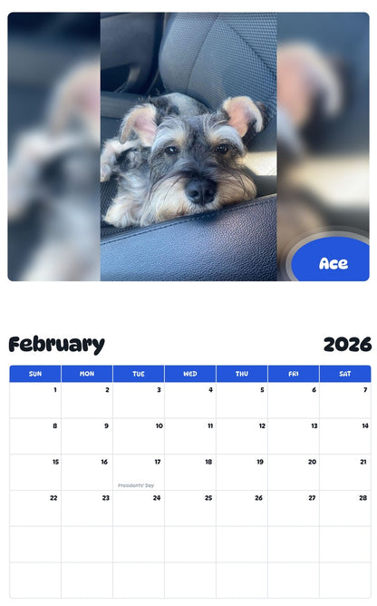 October 2025 - September 2026 Ace - Pawidols Pet Calendar