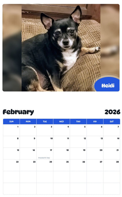 October 2025 - September 2026 Heidi - Pawidols Pet Calendar