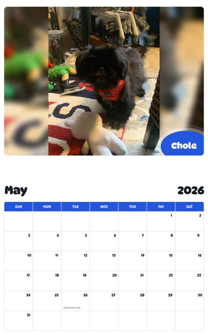 2026 - 2027 Chole - Pawidols Pet Calendar