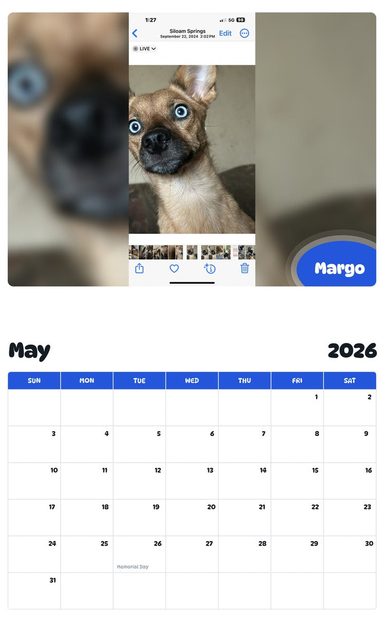 2026 - 2027 Margo - Pawidols Pet Calendar