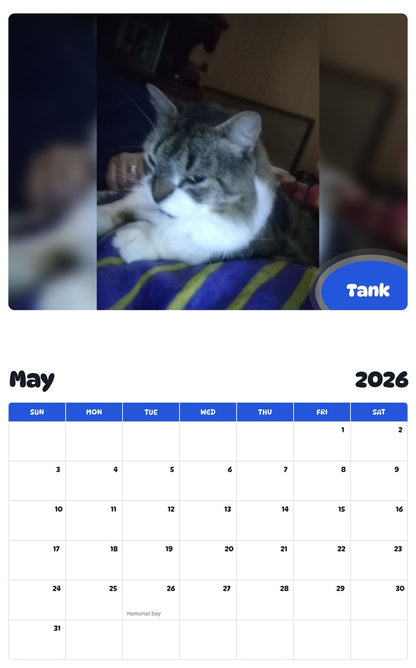 2026 - 2027 Tank - Pawidols Pet Calendar