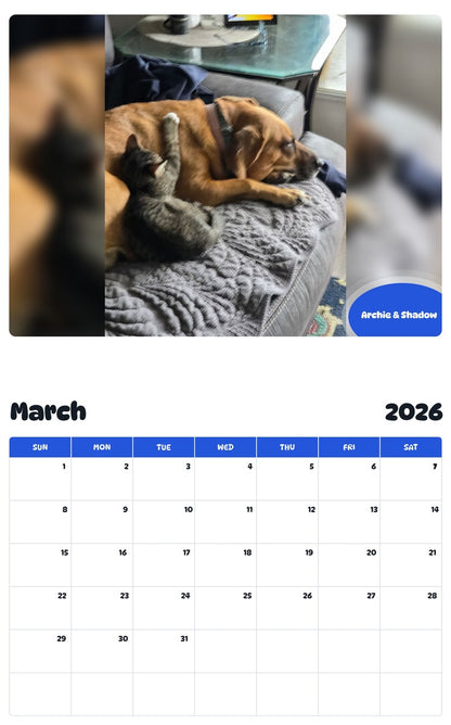 November 2025 - October 2026 Archie & Shadow - Pawidols Pet Calendar