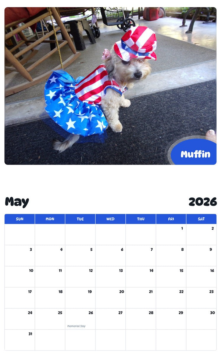 2026 - 2027 Muffin - Pawidols Pet Calendar