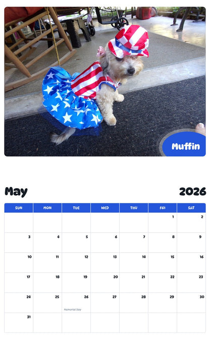 2026 - 2027 Muffin - Pawidols Pet Calendar