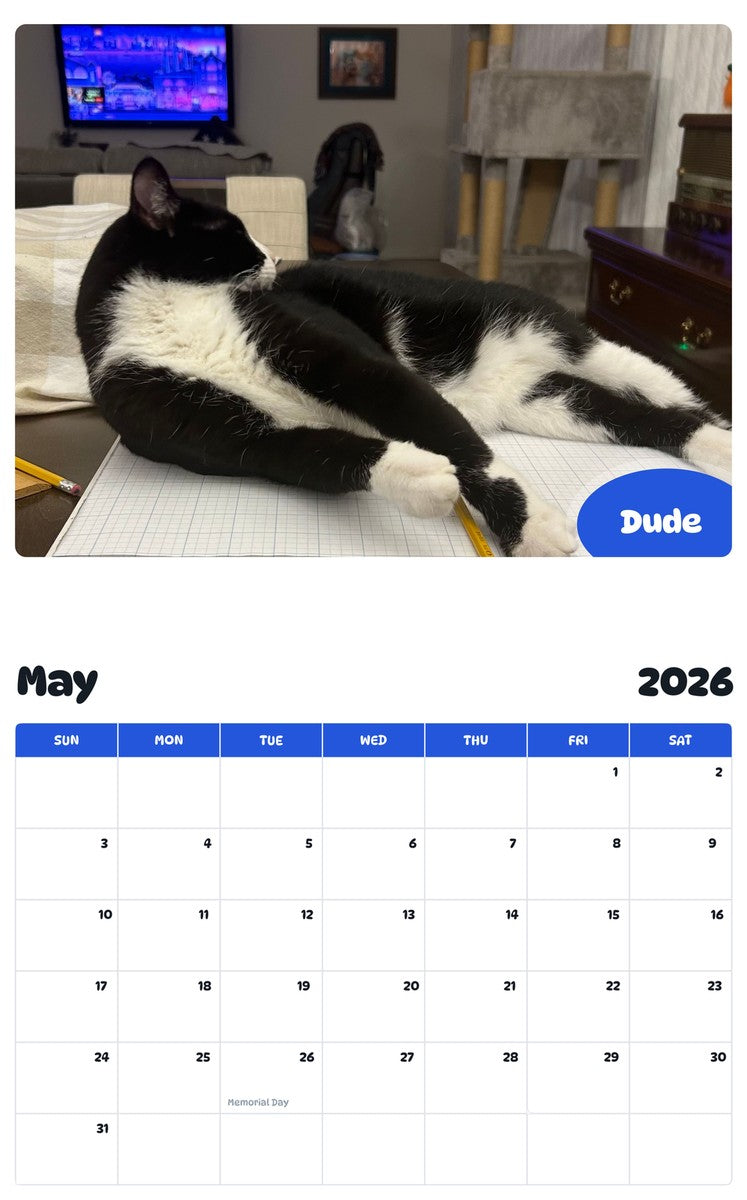 2026 - 2027 Dude - Pawidols Pet Calendar