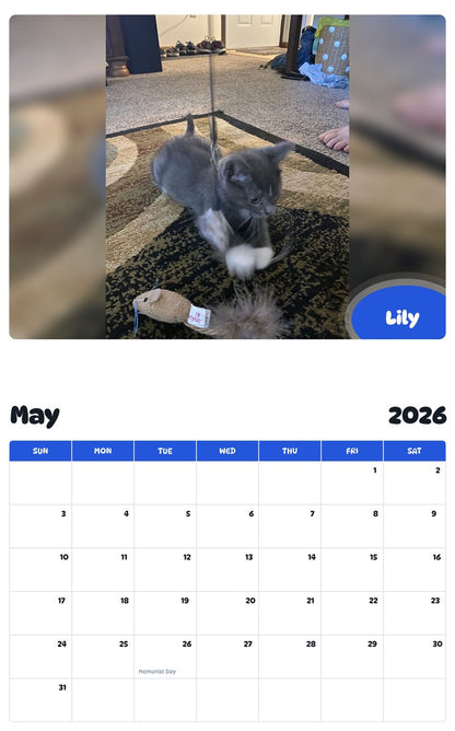 2026 - 2027 Lily - Pawidols Pet Calendar