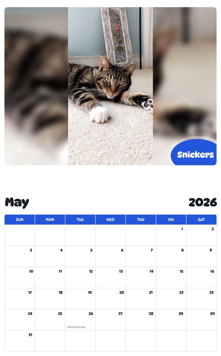 2026 - 2027 Snickers - Pawidols Pet Calendar