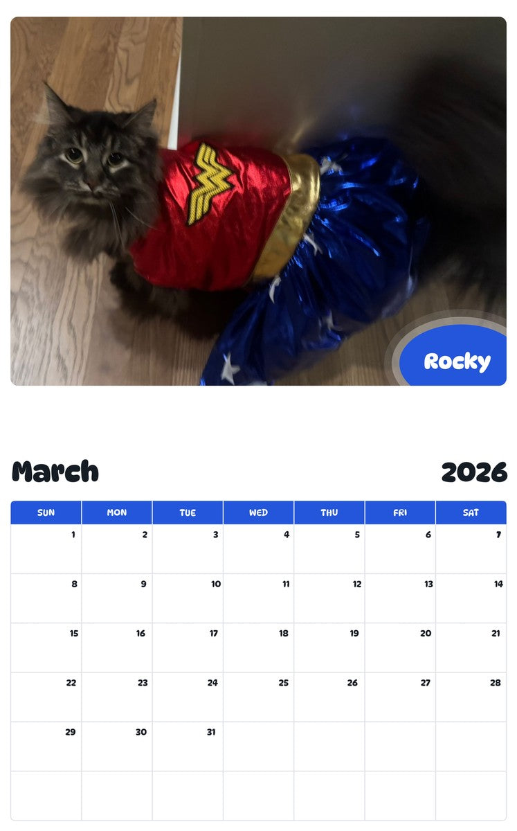 November 2025 - October 2026 Rocky - Pawidols Pet Calendar