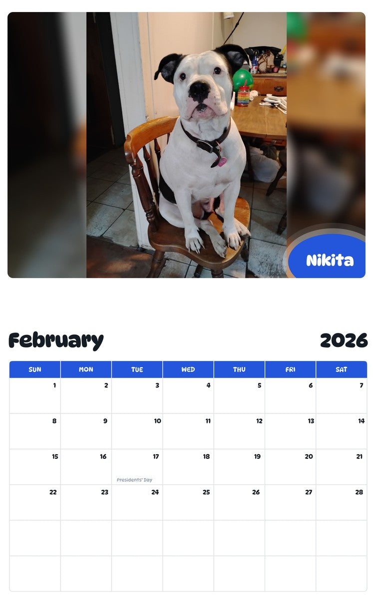 October 2025 - September 2026 Nikita - Pawidols Pet Calendar