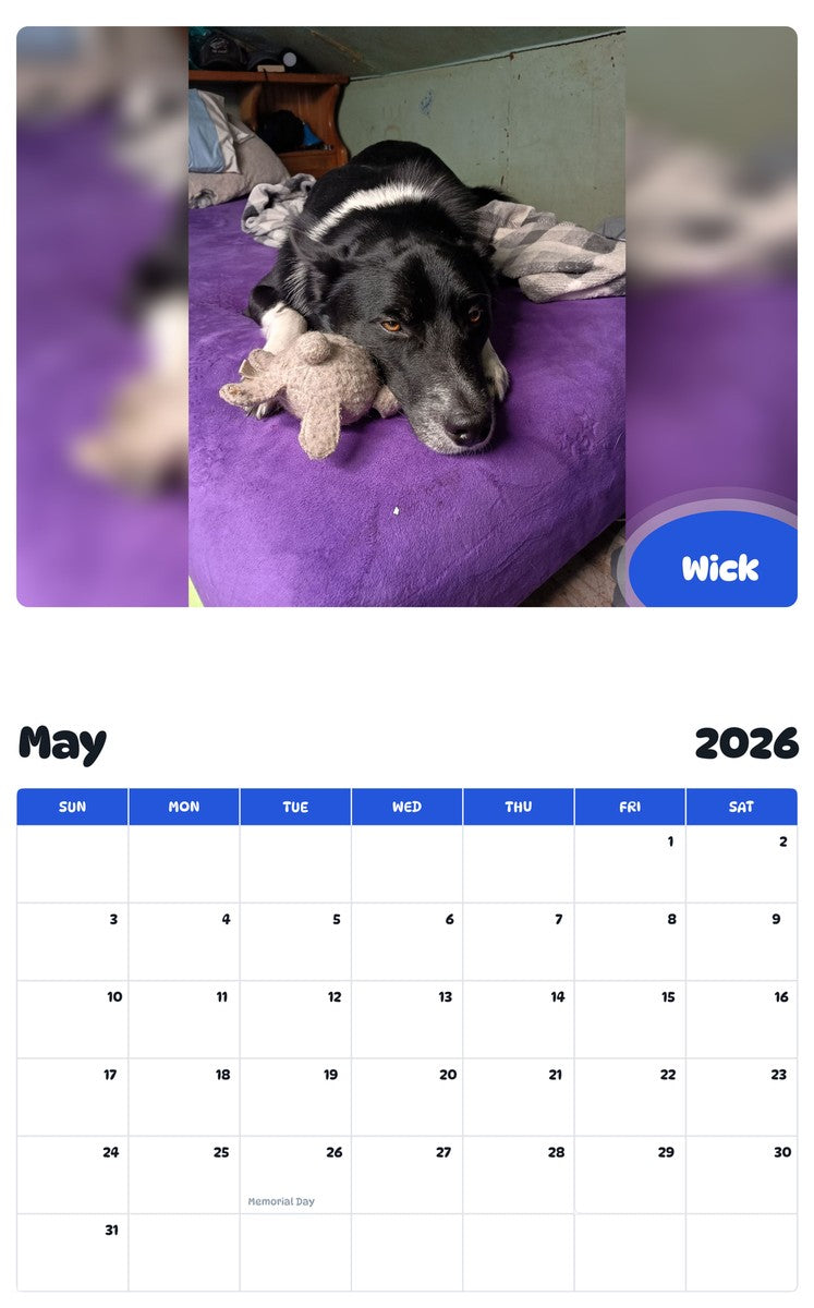 2026 - 2027 Wick - Pawidols Pet Calendar