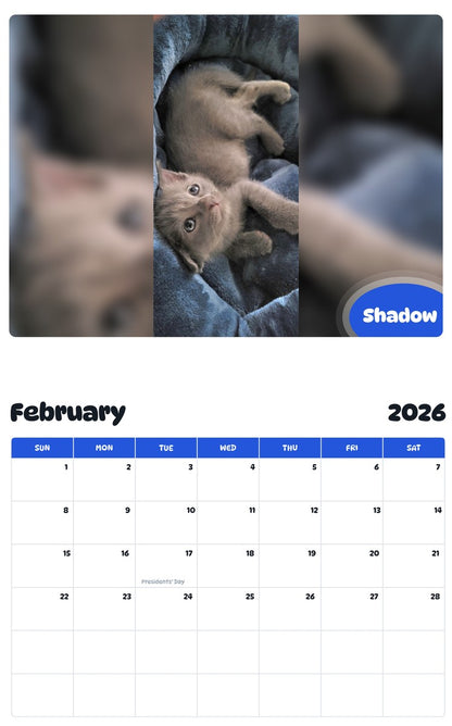 October 2025 - September 2026 Shadow - Pawidols Pet Calendar
