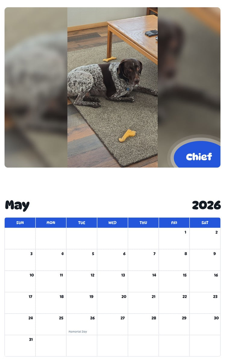 2026 - 2027 Chief - Pawidols Pet Calendar