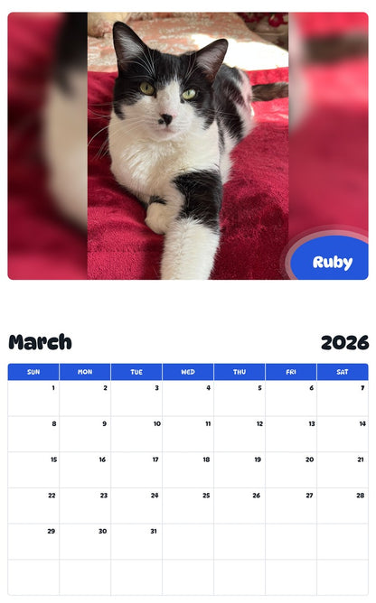 November 2025 - October 2026 Ruby - Pawidols Pet Calendar