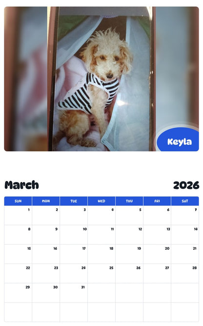 November 2025 - October 2026 Keyla - Pawidols Pet Calendar