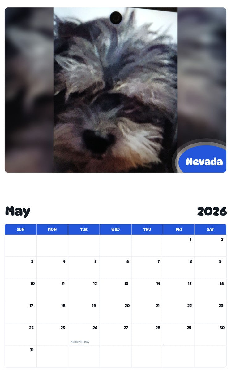 2026 - 2027 Nevada - Pawidols Pet Calendar