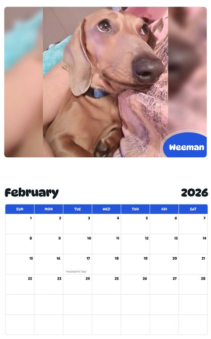 October 2025 - September 2026 Weeman - Pawidols Pet Calendar