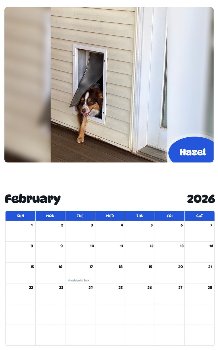 November 2025 - October 2026 Hazel - Pawidols Pet Calendar