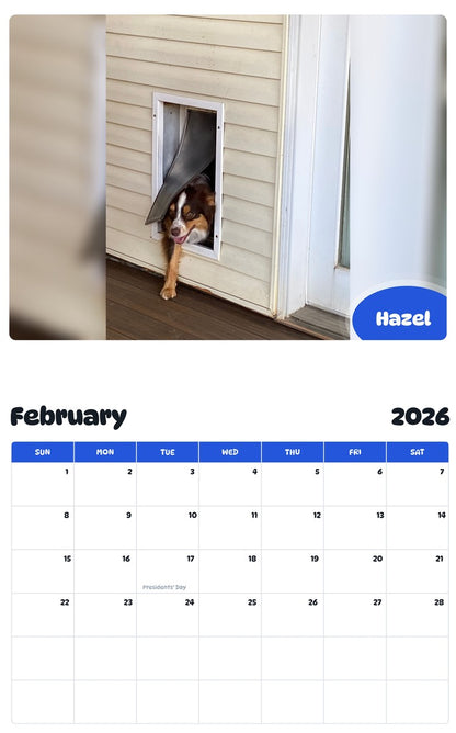 November 2025 - October 2026 Hazel - Pawidols Pet Calendar
