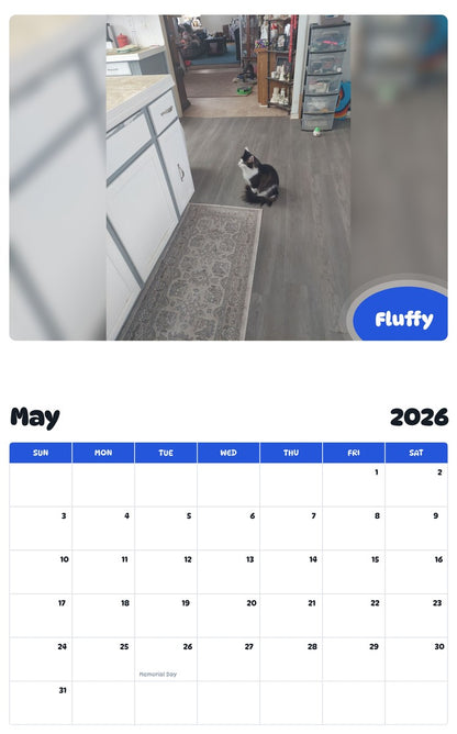 2026 - 2027 Fluffy - Pawidols Pet Calendar