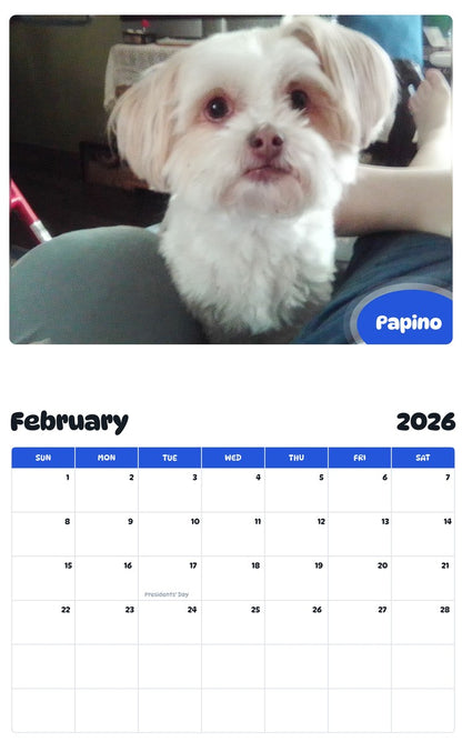 October 2025 - September 2026 Papino - Pawidols Pet Calendar