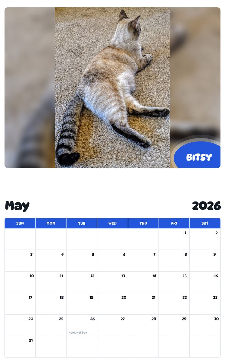 2026 - 2027 BITSY - Pawidols Pet Calendar