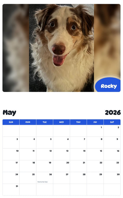 2026 - 2027 Rocky - Pawidols Pet Calendar