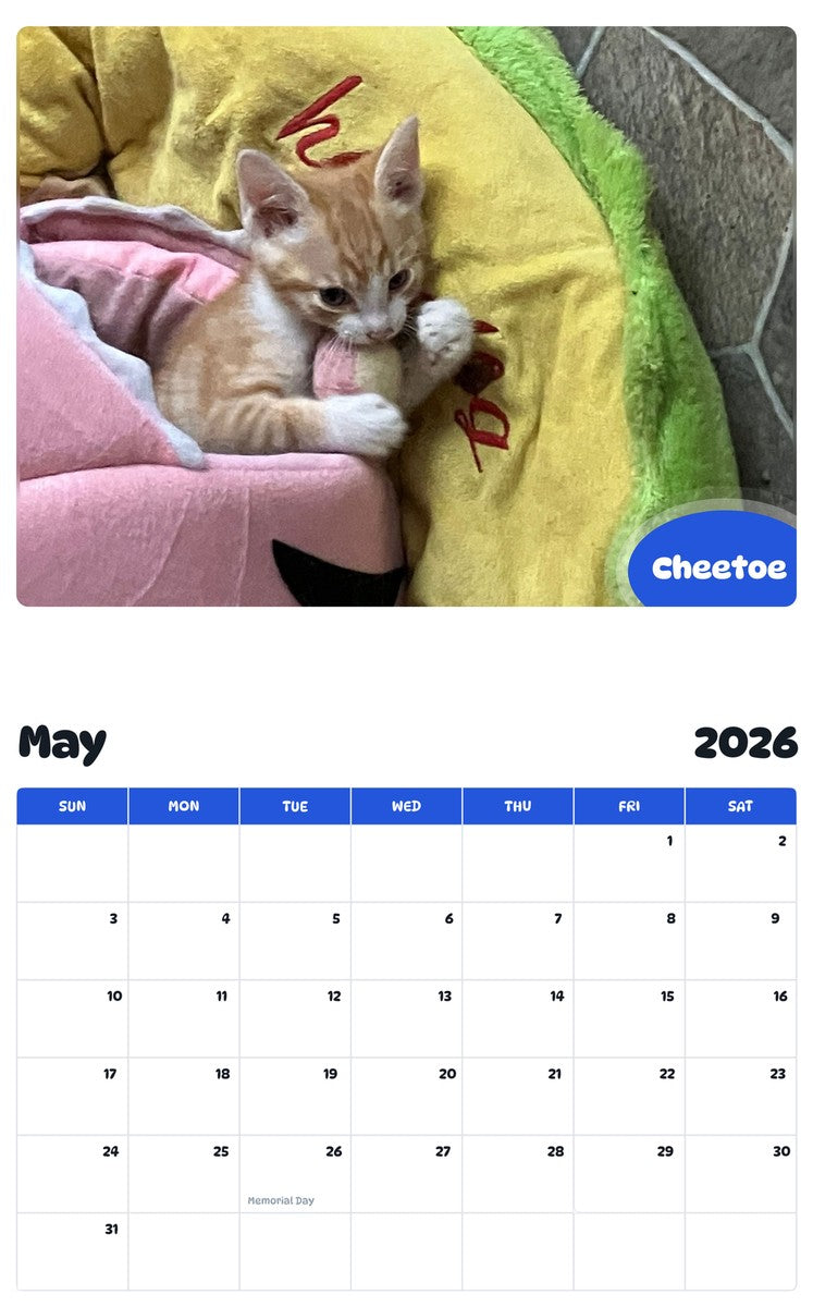 2026 - 2027 Cheetoe - Pawidols Pet Calendar