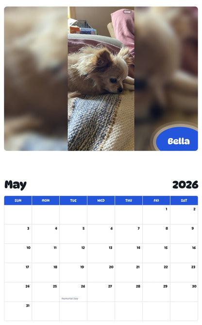 2026 - 2027 Bella - Pawidols Pet Calendar