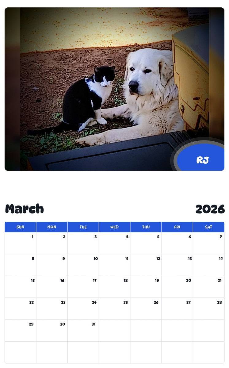 November 2025 - October 2026 RJ - Pawidols Pet Calendar