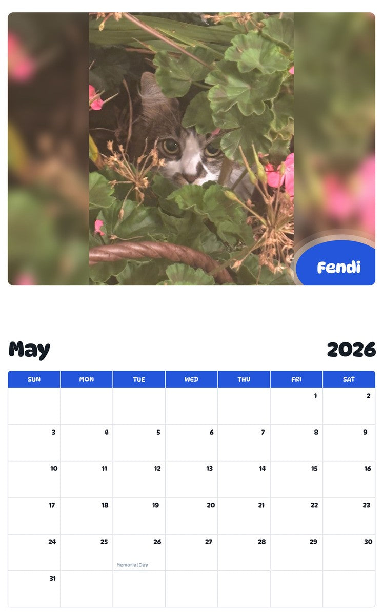 2026 - 2027 Fendi - Pawidols Pet Calendar