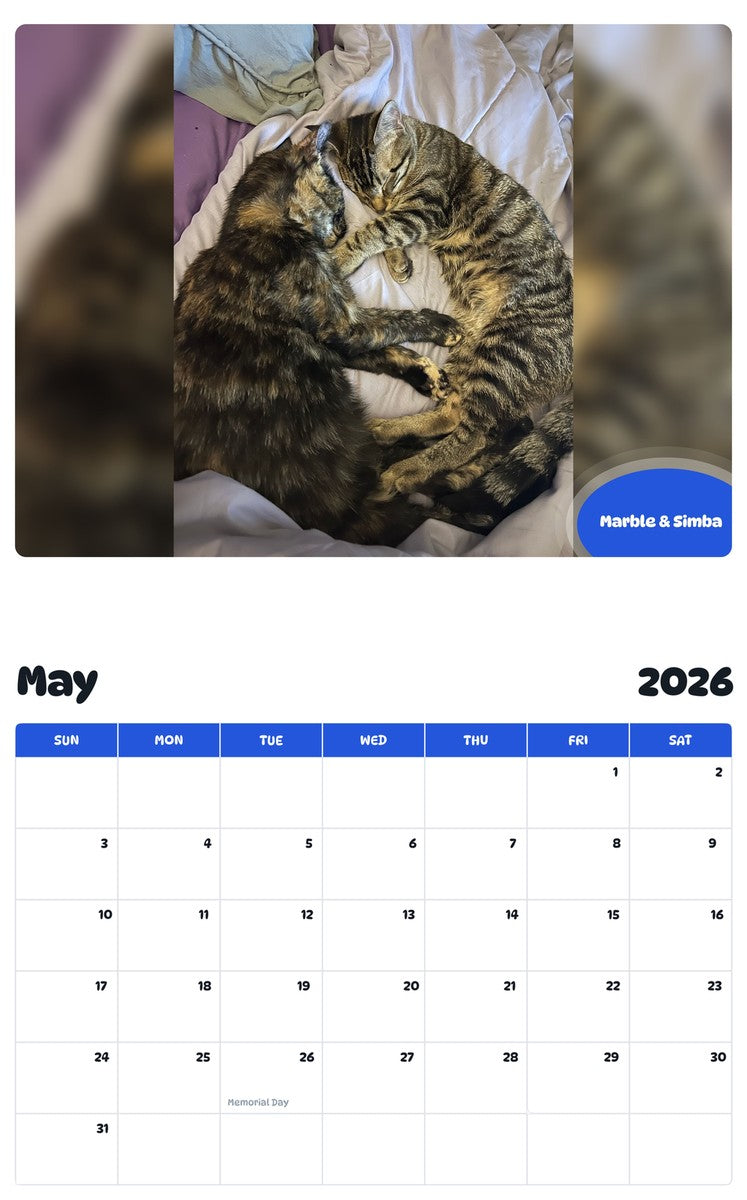 2026 - 2027 Marble & Simba - Pawidols Pet Calendar