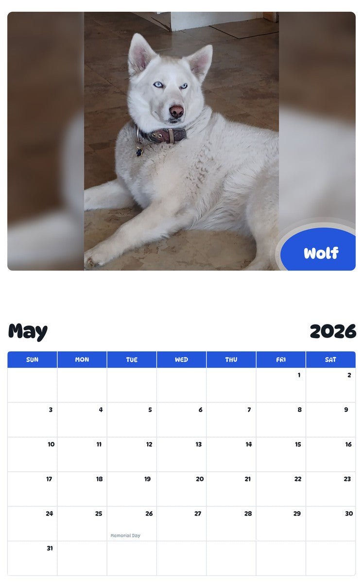 2026 - 2027 Wolf - Pawidols Pet Calendar