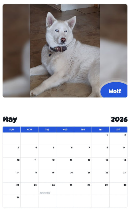 2026 - 2027 Wolf - Pawidols Pet Calendar