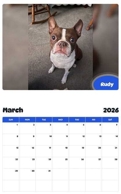November 2025 - October 2026 Rudy - Pawidols Pet Calendar