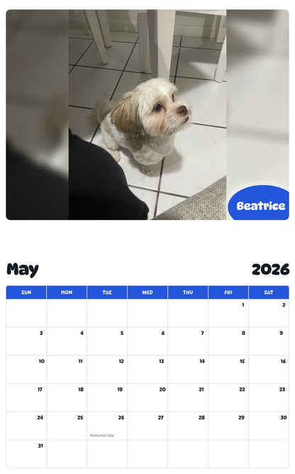 2026 - 2027 Beatrice - Pawidols Pet Calendar
