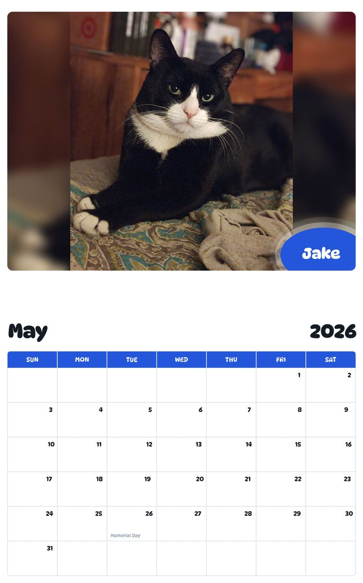 2026 - 2027 Jake - Pawidols Pet Calendar