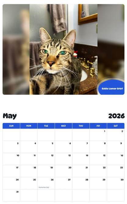2026 - 2027 Eddie Lamar Grist - Pawidols Pet Calendar