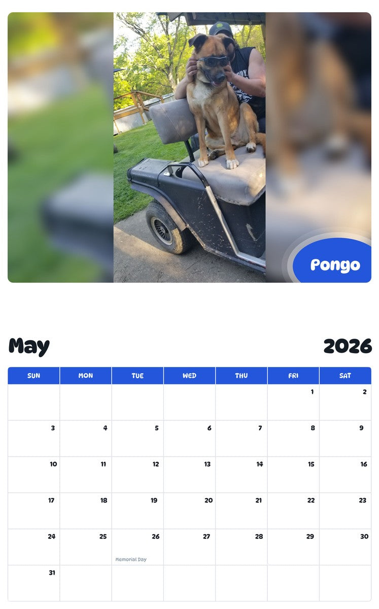 2026 - 2027 Pongo - Pawidols Pet Calendar