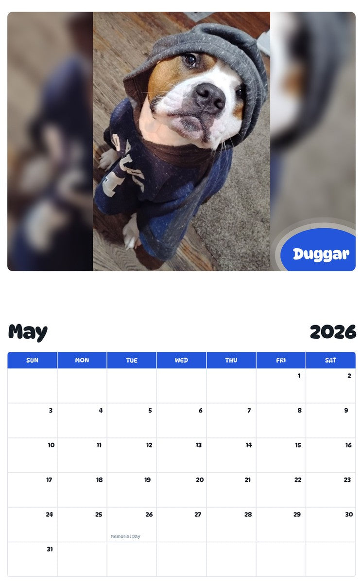 2026 - 2027 Duggar - Pawidols Pet Calendar
