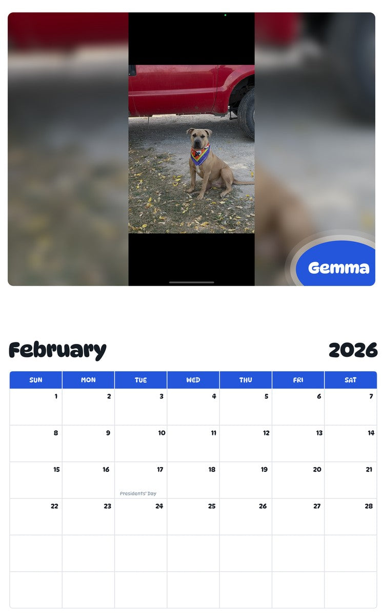 October 2025 - September 2026 Gemma - Pawidols Pet Calendar