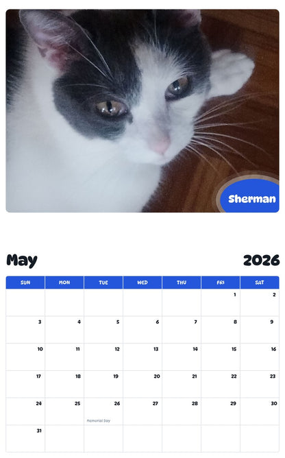 2026 - 2027 Sherman - Pawidols Pet Calendar